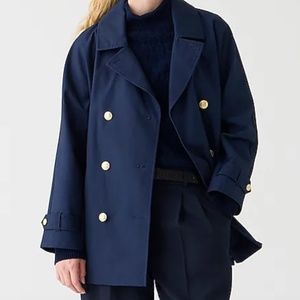 JCrew short trench - Navy with gold buttons - new with tags